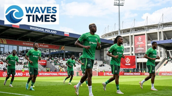 uper Eagles Arrive in Warsaw for Friendlies | Waves Times Text: Super Eagles players arriving at the international team training camp in Warsaw for friendly matches