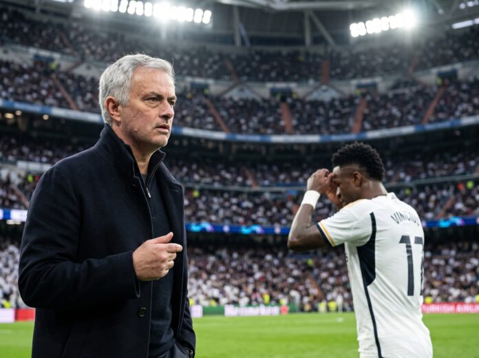 1792261364819 Jose Mourinho on the touchline as the Mourinho Vinicius Junior debate over the winger's future at Real Madrid continues to make news.