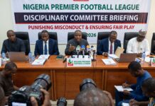 NPFL Fines Doma United ₦5.25M After Shocking Kun Khalifat Attack NPFL fines Doma United announcement during a disciplinary committee press conference in Nigeria.