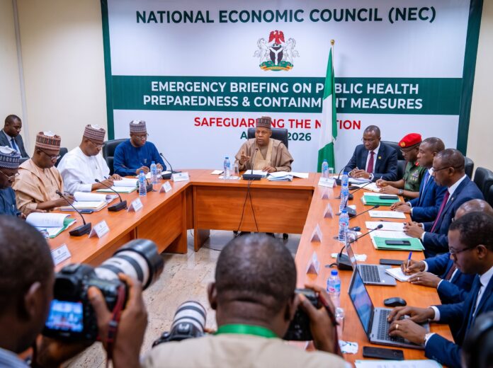 National Economic Council officials discuss the Ebola no-fly list and public health preparedness during an emergency briefing led by the Vice President.