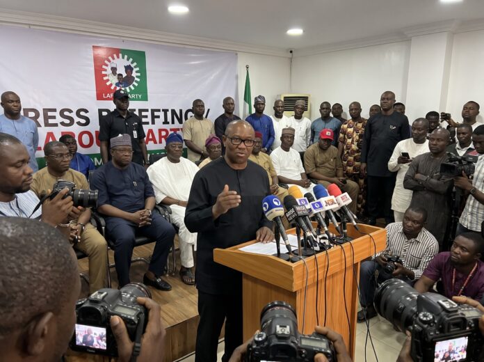 Labour Party candidate Peter Obi addresses the media amidst discussions regarding his Peter Obi 2027 presidential ambitions.