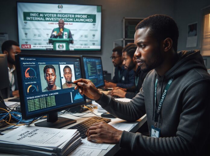 A digital forensic investigator examines compromised biometric data during the active INEC AI voter register probe.