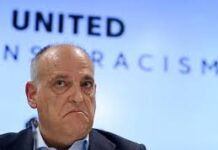 Real Madrid Demands Javier Tebas Resignation After Shocking Nazi Propaganda Comparison Real Madrid demands Javier Tebas resignation as the La Liga president appears visibly grim and tense at a press conference.